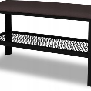 Pufa Siedzisko Skręcane Z Półką Przedpokój Industrial Czarny+obicie Wenge 915390 Pufa Siedzisko Skręcane Z Półką Przedpokój Industrial Czarny+obicie Wenge 915390