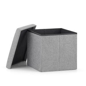 Pufa szara 30x30x30 cm składana organizer z schowkiem i siedziskiem 1008410 Pufa szara 30x30x30 cm składana organizer z schowkiem i siedziskiem 1008410