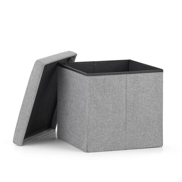 Pufa szara 30x30x30 cm składana organizer z schowkiem i siedziskiem 1008410