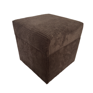 Pufa sztruks POSO 40×40 tapicerowana kwadratowa ze schowkiem ciemno brązowa 795116