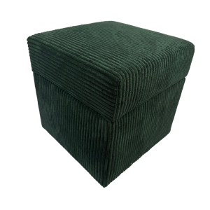 Pufa sztruks POSO 40×40 tapicerowana kwadratowa ze schowkiem ciemno zielona 794981