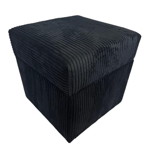 Pufa sztruks POSO 40x40 tapicerowana kwadratowa ze schowkiem czarna 795012