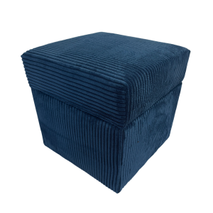 Pufa sztruks POSO 40×40 tapicerowana kwadratowa ze schowkiem granatowa 795027