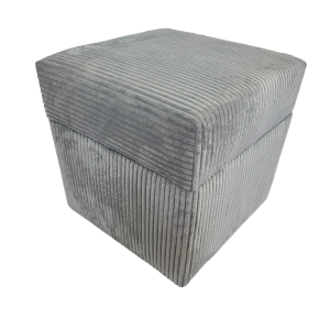 Pufa sztruks POSO 40×40 tapicerowana kwadratowa ze schowkiem jasno szara 795071