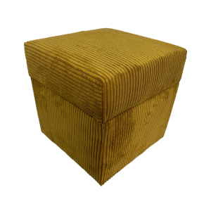 Pufa sztruks POSO 40×40 tapicerowana kwadratowa ze schowkiem musztardowa 795226