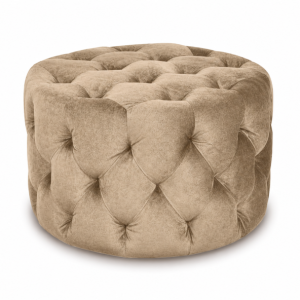 Pufa tapicerowana Chesterfield Moet pikowana glamour beżowa 63 cm podnóżek 238845