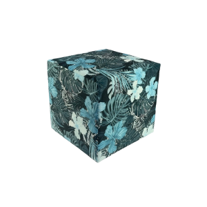 Pufa TROPIC welurowa 40×40 cm kolorowe kwiaty kwadratowa miękka niebieska 796849 Pufa TROPIC welurowa 40×40 cm kolorowe kwiaty kwadratowa miękka niebieska 796849