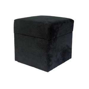 Pufa welurowa ZEFIR DOT 40×40 cm kwadratowa otwierana czarna 795169 Pufa welurowa ZEFIR DOT 40×40 cm kwadratowa otwierana czarna 795169